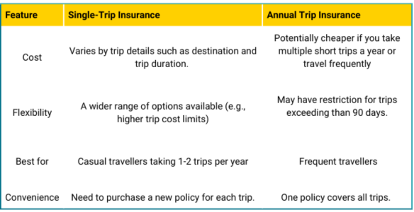 Single Trip Insurance vs Annual Insurance